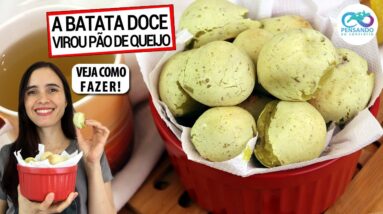 COMO TRANSFORMAR BATATA DOCE EM PÃO DE QUEIJO SAUDÁVEL! VEGANO, PODE CONGELAR!