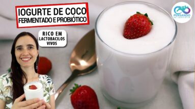 IOGURTE DE COCO FERMENTADO E PROBIÓTICO DE VERDADE! Cremoso e rico em lactobacilos! Veja como fiz!