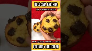 Só 3 INGREDIENTES! Bolo SEM AÇÚCAR, FARINHA e LEITE - Fácil, Rápido e Delicioso!