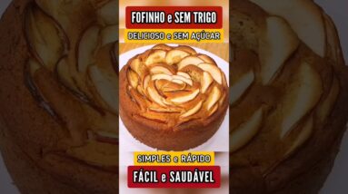 Bolo de Maçã FÁCIL e Delicioso, SEM AÇÚCAR e TRIGO, só 5 MIN de preparo, MOLHADINHO e FOFINHO!