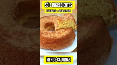 BOLO FOFINHO de 3 INGREDIENTES, SEM AÇÚCAR e MENOS CALORIAS! Fácil, Sem Leite e Sem Trigo