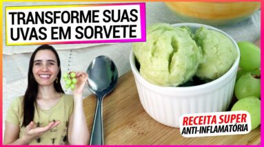 FIZ A UVA VIRAR UM SORVETE ANTI-INFLAMATÓRIO! NÃO PRECISA DE SORVETEIRA E É SEM AÇÚCAR!