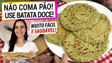 TROQUE O PÃO PELA BATATA DOCE! VEJA COMO É FÁCIL! SEM GLÚTEN E FEITO NA FRIGIDEIRA!