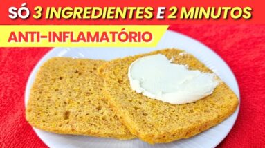 PÃO ZERO CARBOIDRATOS ANTI-INFLAMATÓRIO! SÓ 2 MIN, 3 Ingredientes, Low Carb, + Fibras e Proteínas