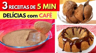 3 RECEITAS de 5 MIN com CAFÉ! Sem Açúcar e Farinha, Fáceis, Saudáveis e Poucos Ingredientes