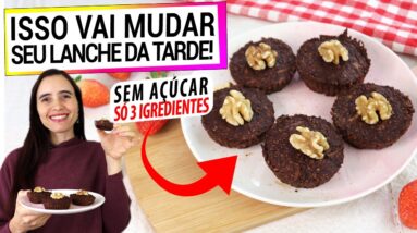 LANCHE SAUDÁVEL PERFEITO! SÓ 3 INGREDIENTES, FÁCIL, SEM AÇÚCAR E SEM FARINHA!