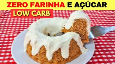 ZERO FARINHA E AÇÚCAR! Bolo LOW CARB Vegano, Fácil, Rápido e Barato! Fofinho e Delicioso (Sem Leite)