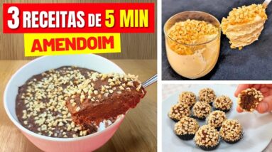 3 Receitas de 5 MIN com AMENDOIM - SEM AÇÚCAR e TRIGO, Rápido, Fácil, Barato e Saudável